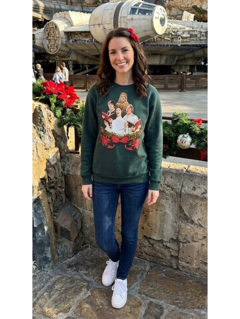Her Universe Star Wars Rebel Carolers Christmas Sweatshirt S Made USA Green